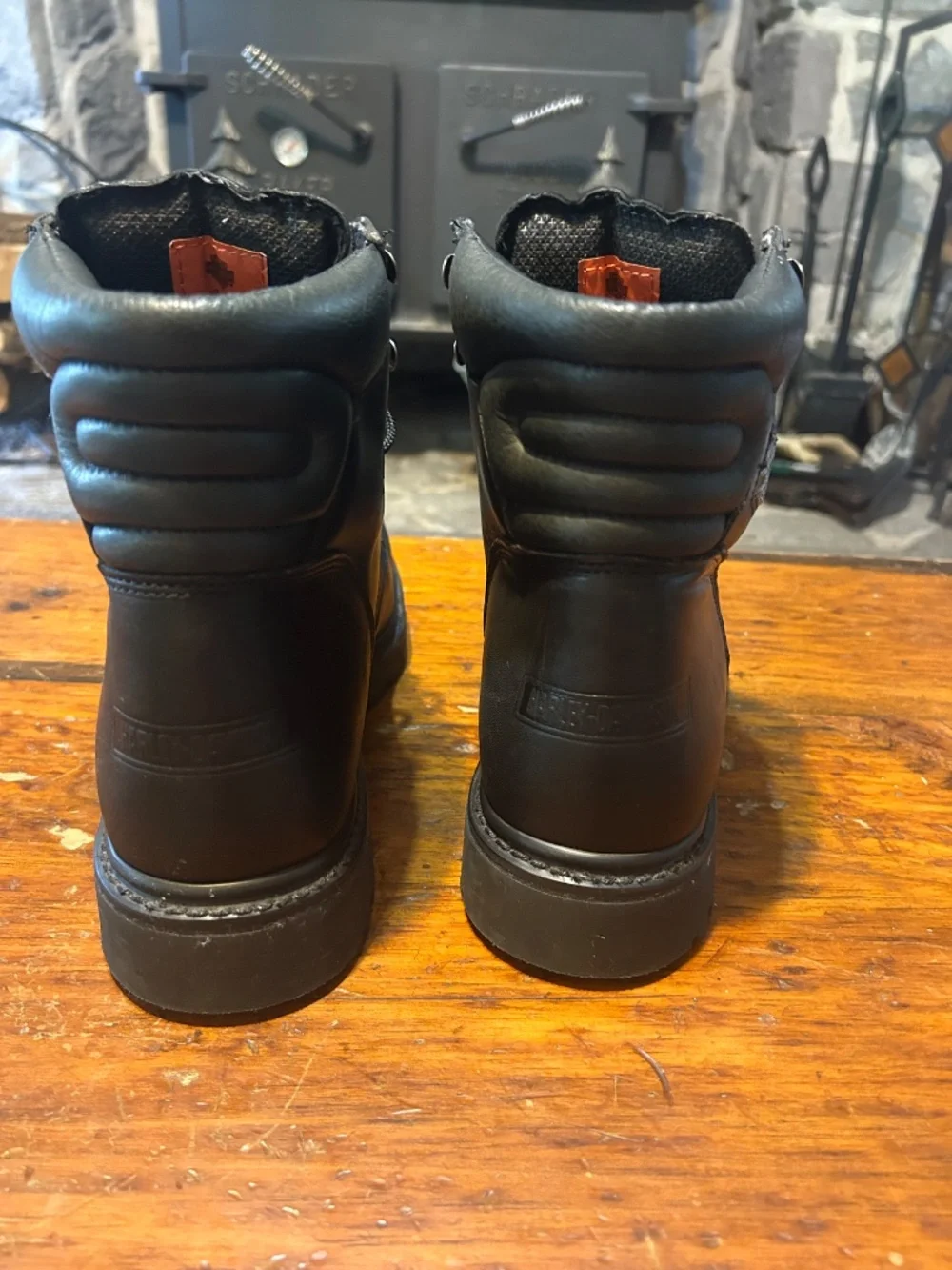 Black Harley Davidson Motor Cycle Lace Up Steel Toe Boots